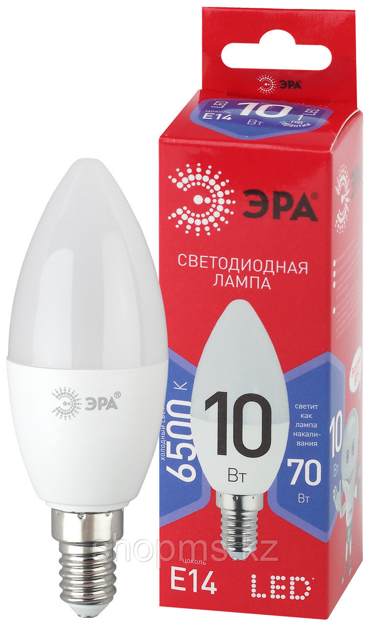 Лампочка светодиодная ЭРА RED LINE LED В35-10W-865-E14 R Е14 / Е14 10Вт свеча холодный дневной свет