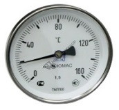 Термометр ТБП100/50/Т от 0 до +120 °С биметаллический осевой