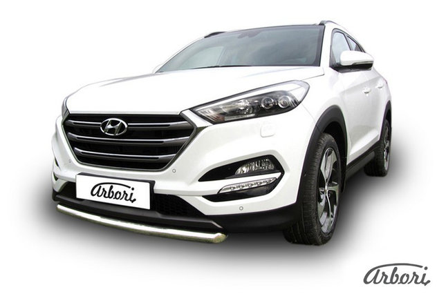 Защита переднего бампера d57 Arbori нерж. сталь для HYUNDAI Tucson 2015-2018, фото 2