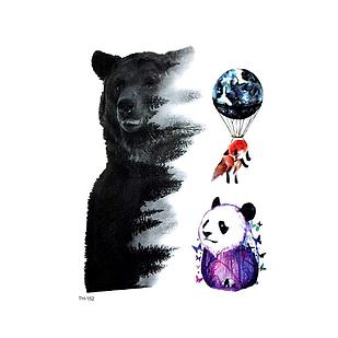 Водостойкая временная тату- наклейка "Медведи"