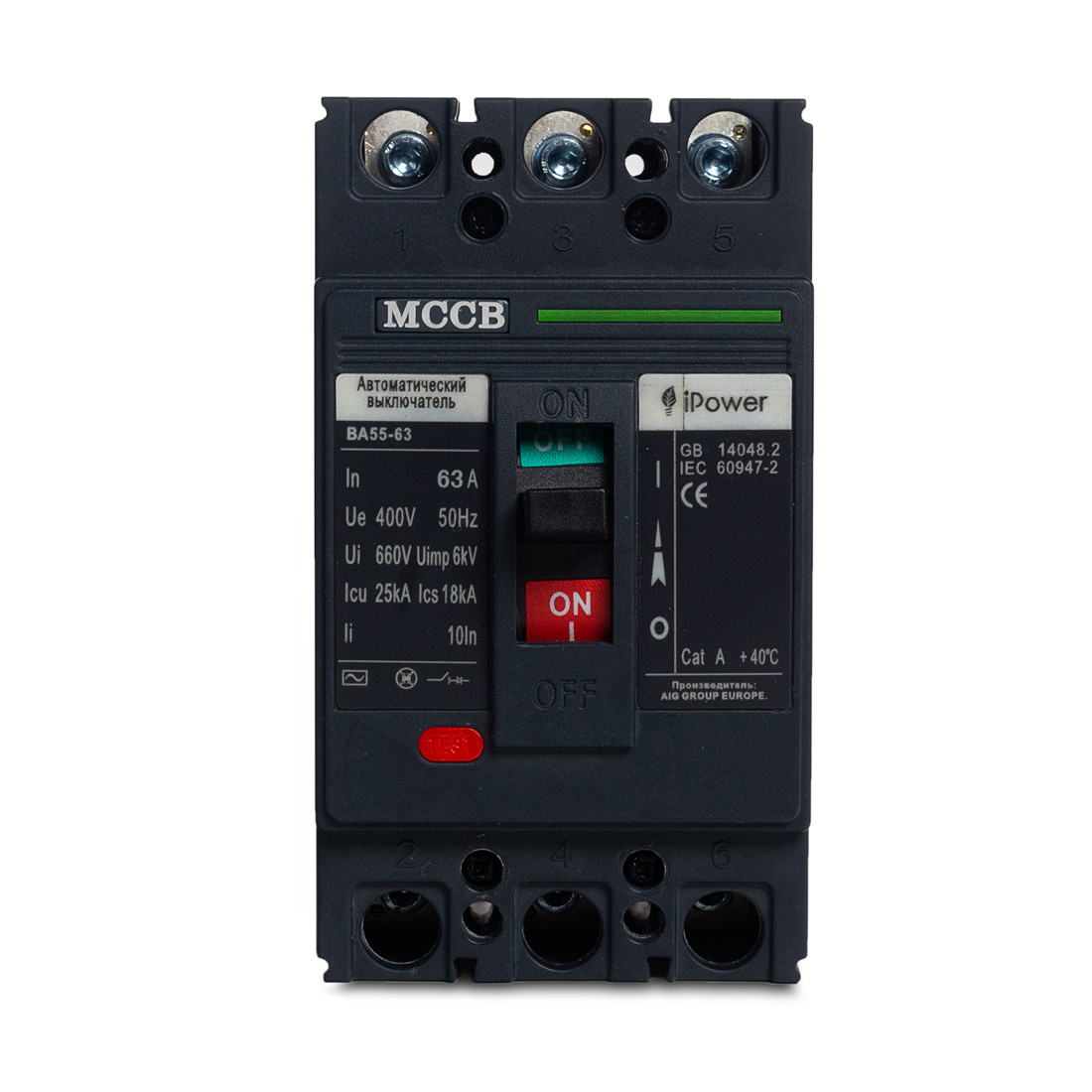 Автоматический выключатель iPower ВА55-63 3P 63A - фото 2 - id-p92649000