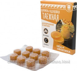 Карамель леденцовая «Таежная» для бронхов и легких, мед и облепиха