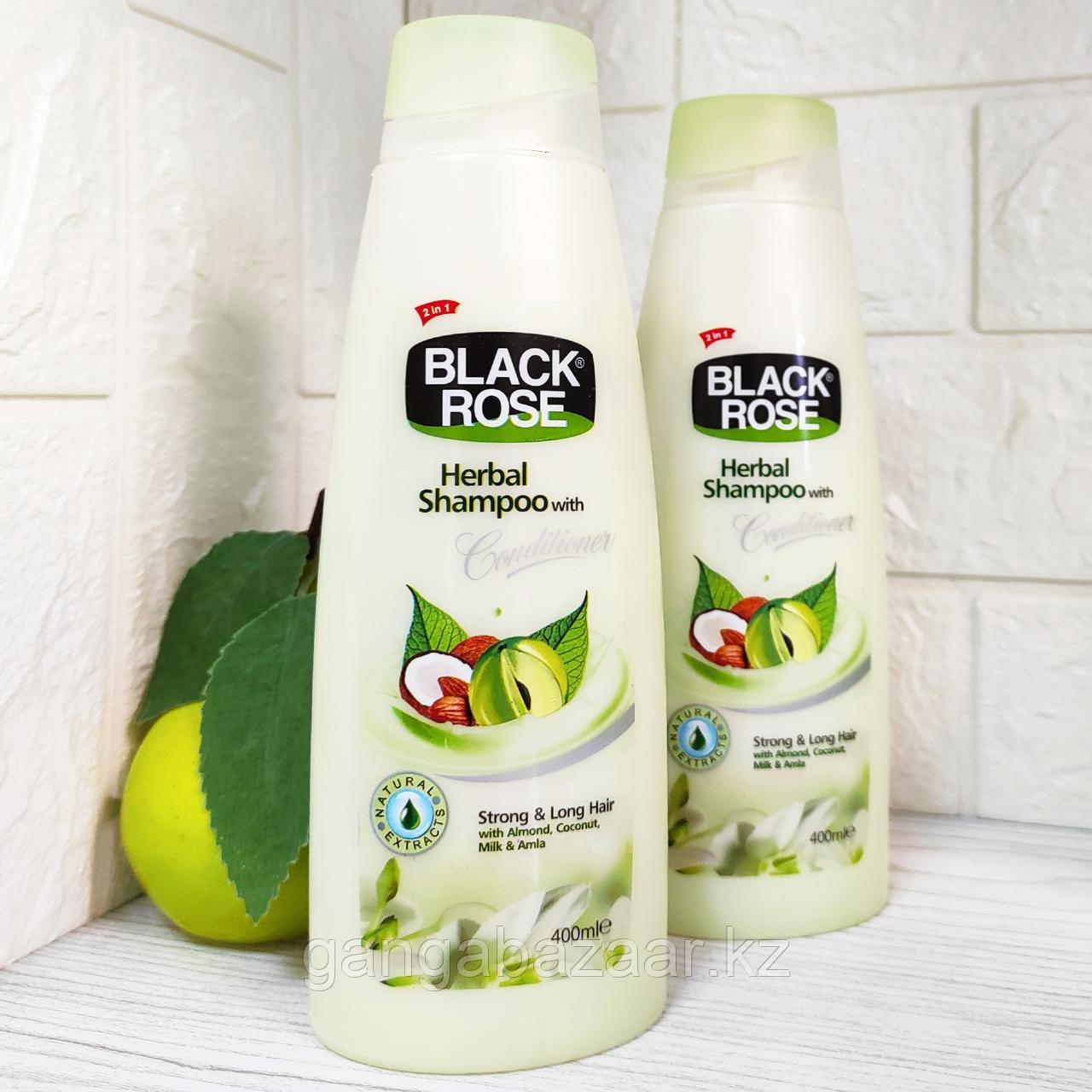 Шампунь травяной Black Rose c экстрактами миндаля, кокоса, амлы и молочными протеинами, 400 мл