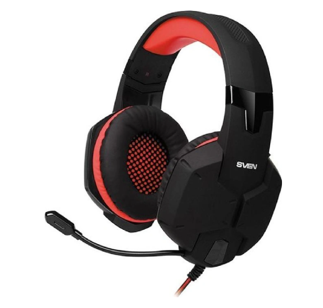 Игровые стереонаушники с микрофоном SVEN AP-G988MV черный-красный