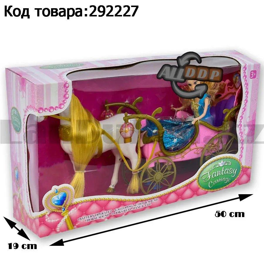 Игровой набор для девочек "Кукла Барби с запряженной каретой и белой лошадкой" световой и музыкальный эффект