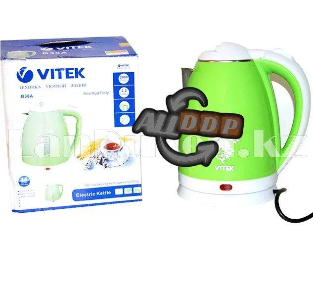 Электрочайник Vitek 2.2 л зеленый с принтом цветов B38A
