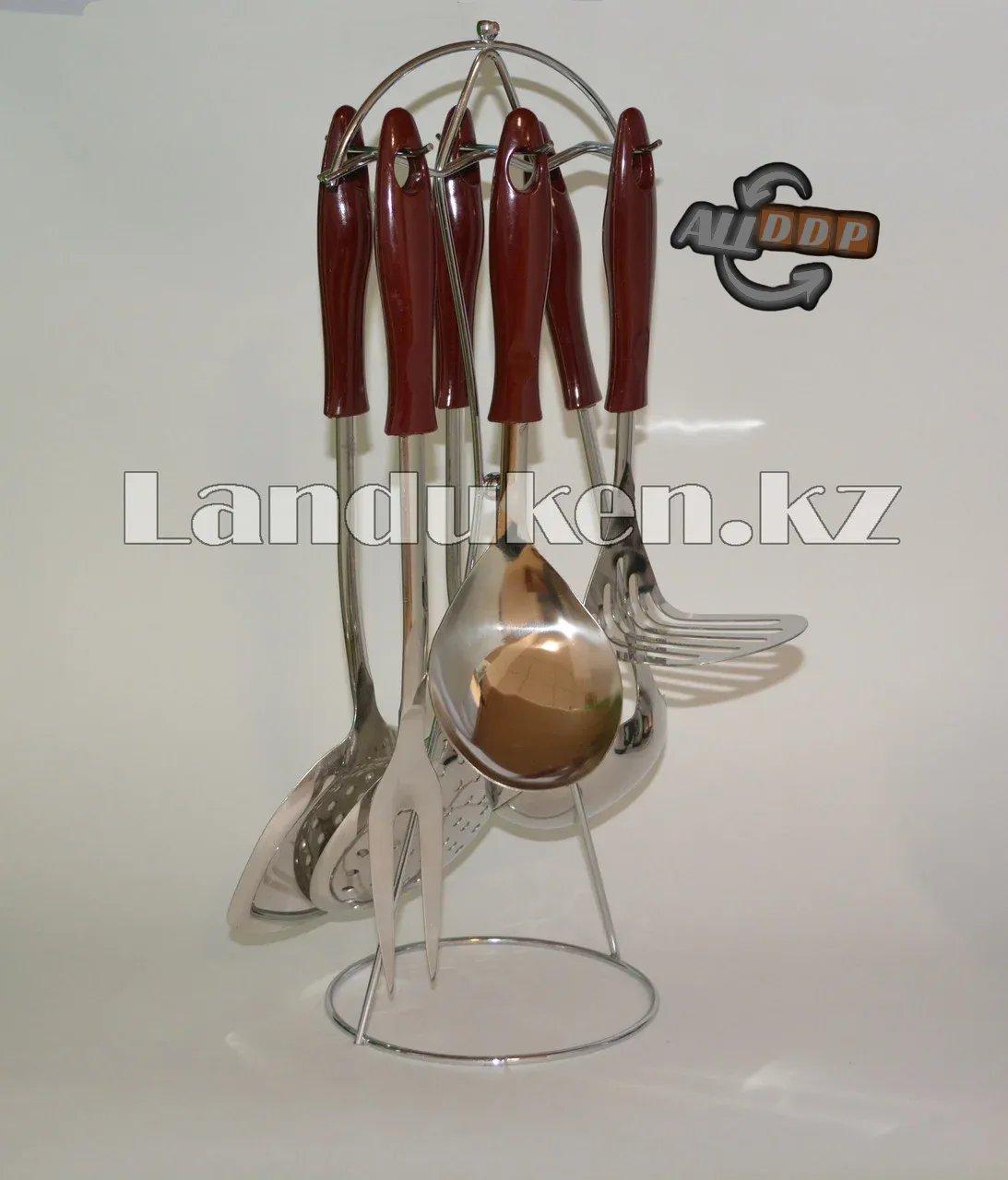 Набор кухонных аксессуаров Stainless Steel kitchenware 6 металлических предметов с подставкой