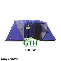 Четырехместная туристическая палатка LANYU LY-1699 (2 комнаты + тамбур). Двухслойная, швы проклеены.