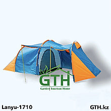 Палатка Lanyu-1710 4-х местная с большим тамбуром и навесом. Двухслойная, швы проклеены.