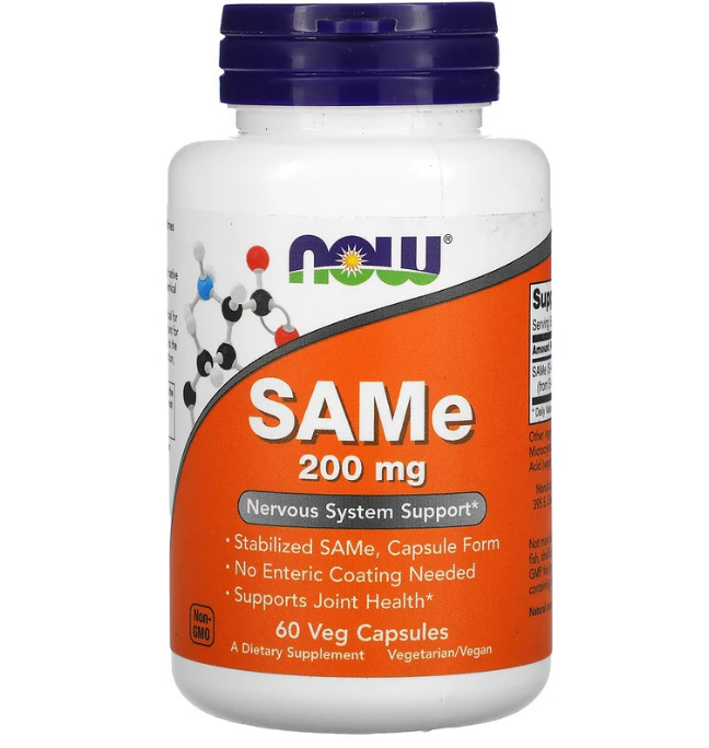 Now Foods, SAMe, 200 мг, 60 вегетарианских капсул - фото 1 - id-p92705299