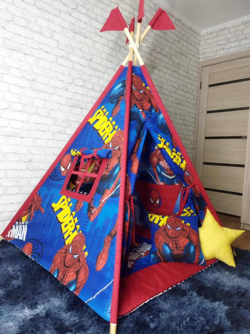 Детская палатка вигвам 4х гранный Человек Паук