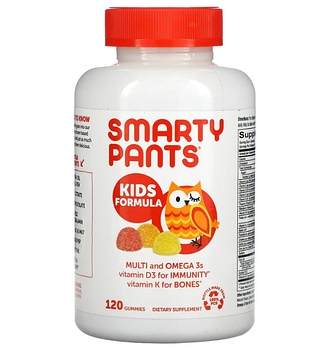 SmartyPants, добавка для детей, жирные кислоты омега-3, клубника, банан, апельсин и лимон 120 жевательных табл