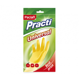 Перчатки для уборки Paclan "Universal", 1 пара, универсальные с х/б напылением, желтые - фото 1 - id-p91531499
