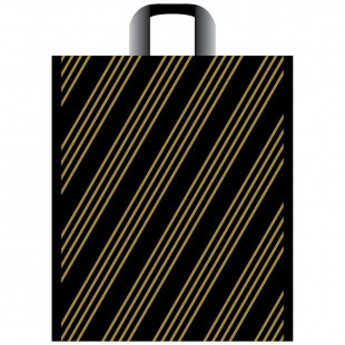Пакет с петлевой ручкой Артпласт "Золотая полоса", 38*45 см, черный, 50 шт