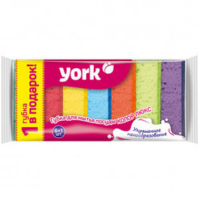 Губки для мытья посуды York "Colour Lux", поролон с абразивным слоем, в комплекте 7 шт.