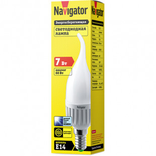 Лампа светодиодная Navigator NLL-FC, 7 Вт, 6500К, холодный белый свет, E14, форма свеча на ветру - фото 2 - id-p91531681