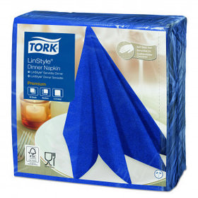 Салфетки Tork Premium Linstyle, 1-слойные, 50 шт., размер листа 39*39 см, темно-синие