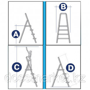 Стремянка алюминиевая Corda 3, 3 ступени, рабочая высота 260 см - фото 2 - id-p91531638