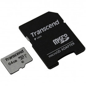 Карта памяти 64 Gb, Transcend, microSDXC, 10 U1 класс скорости, с адаптером