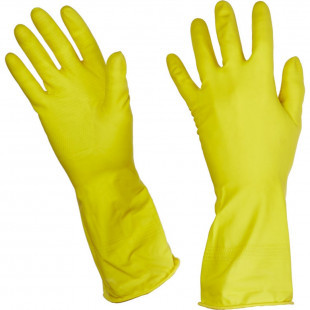 Перчатки для уборки, латекс, с хлопковым напылением, размер L, желтые