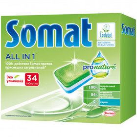 Таблетки для посудомоечных машин Somat "Pro Nature", 34 таблеток