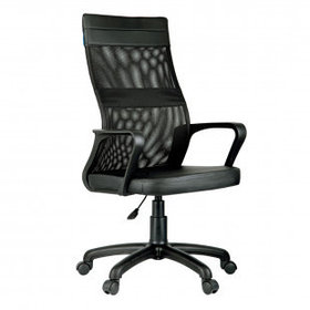 Кресло для персонала Helmi HL-M65 "Sigma", экокожа, сетка, черное
