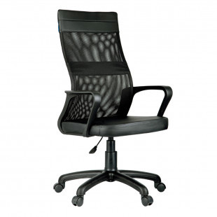 Кресло для персонала Helmi HL-M65 "Sigma", экокожа, сетка, черное - фото 1 - id-p91527589