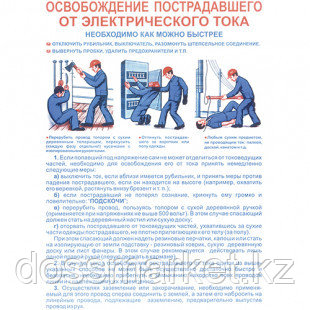 Плакат по ТБ "Освобождения пострадавшего от электрического тока", размер 400*600 мм