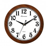 Часы круглые Камелия "Орех золотой", d=29 см, коричневые, пластиковые