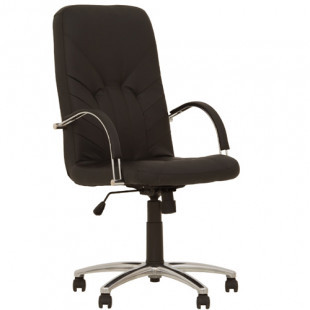 Кресло для руководителей MANAGER STEEL CHROME SP-A, натуральная кожа, черное