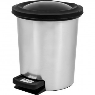Ведро-контейнер для мусора Svip, 6 л, с педалью, круглое, металл, серое - фото 1 - id-p91531334