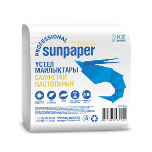 Салфетки для настольного диспенсера Sunpaper Professional, 1-слойные, 200 шт., белые - фото 2 - id-p91531020