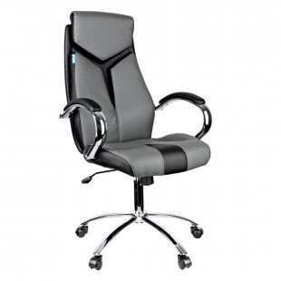 Кресло для руководителя Helmi HL-E01 "Inari", экокожа, черно-серое - фото 1 - id-p91527626