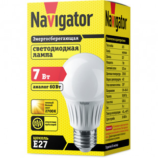 Лампа светодиодная Navigator NLL-A, 7 Вт, 2700К, теплый белый свет, E27, форма груша - фото 2 - id-p91531697