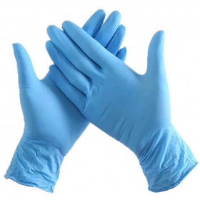 Перчатки для уборки, нитриловые, размер L, голубые, 100 шт/упак