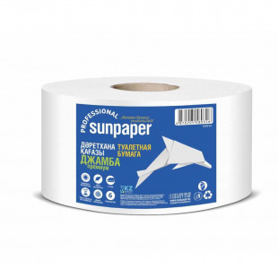 Туалетная бумага рулонная Sunpaper Jumbo Premium, 150 метров, 2-х слойная, белая - фото 1 - id-p91531095