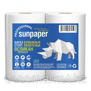 Полотенца бумажные Sunpaper "Великан Premium", 95 м, 2-х слойные, белые, 2 рул/упак - фото 1 - id-p91530992