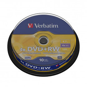 Диск DVD+RW Verbatim, 4,7 Gb, 4х, 10 шт/упак