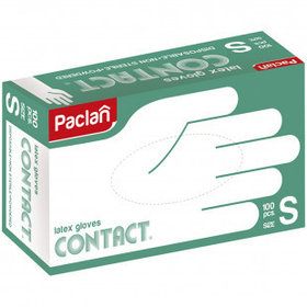 Перчатки латексные Paclan "Contact", размер S, 100 шт/упак