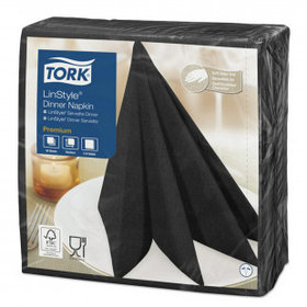 Салфетки Tork Premium Linstyle, 1-слойные, 50 шт., размер листа 39*39 см, черные