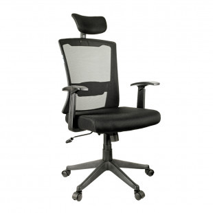 Кресло для руководителя Helmi HL-E31 "Ergo", ткань, сетка, черное - фото 1 - id-p91527641