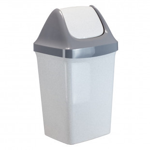 Ведро-контейнер для мусора Idea "Свинг", 15 л, качающаяся крышка, пластик, мраморный