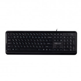 Клавиатура проводная Delux DLK-290UB, USB, ENG/RUS/KAZ, 18 мультимедиа клавиш, черная