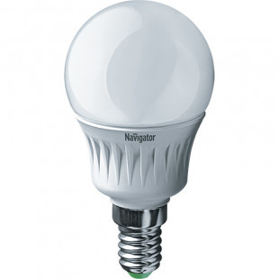 Лампа светодиодная Navigator NLL-G45, 5 Вт, 6500К, холодный белый свет, E14, форма шар - фото 1 - id-p91531708