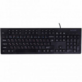 Клавиатура проводная Delux DLK-180UB, USB, ENG/RUS/KAZ, 12 мультимедиа клавиш, черная