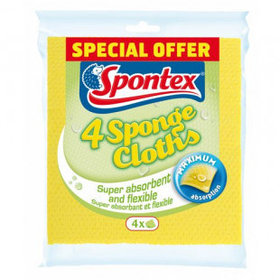 Салфетки губчатые Spontex "Sponge Cloths", в комплекте 4 шт.