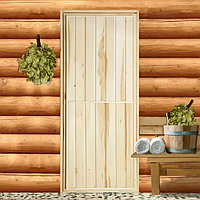 Дверь для бани и сауны "Эконом" микс, ЛИПА 180×70см
