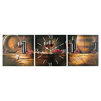 Часы настенные, модульные, серия: Интерьер, "Вино", 35х110 см