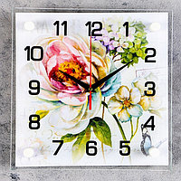 Часы настенные, серия: Цветы, "Цветы", плавный ход, 25 х 25 см