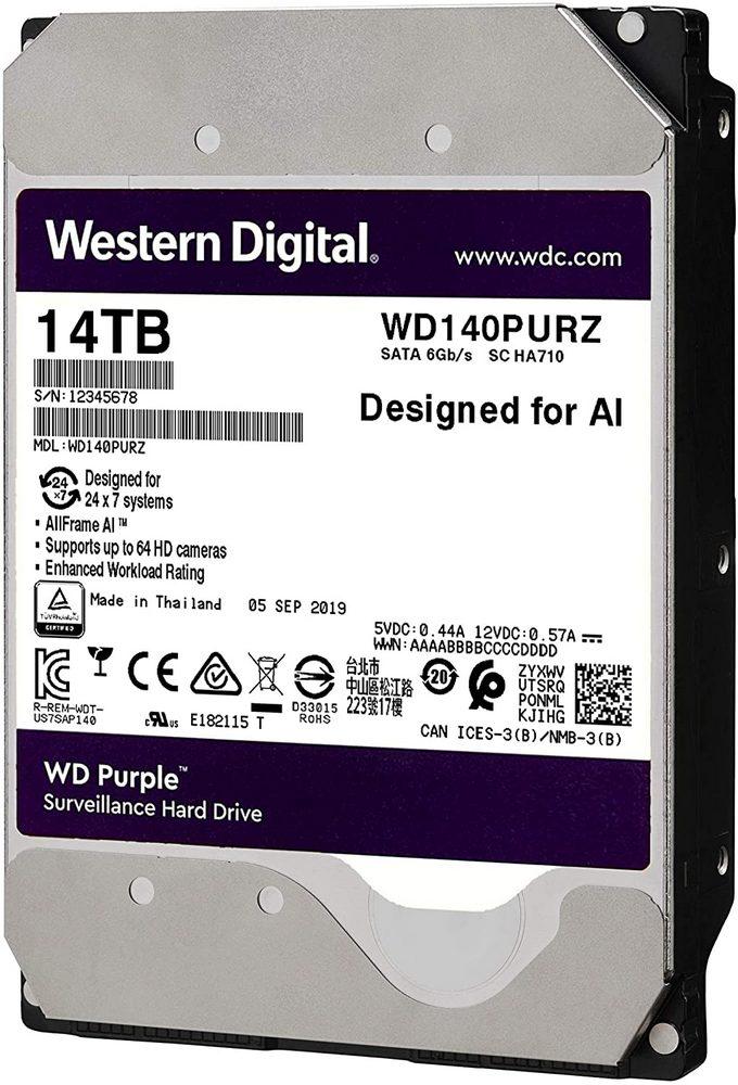 Жесткий диск для видеонаблюдения 14Tb Western Digital Purple WD140PURZ